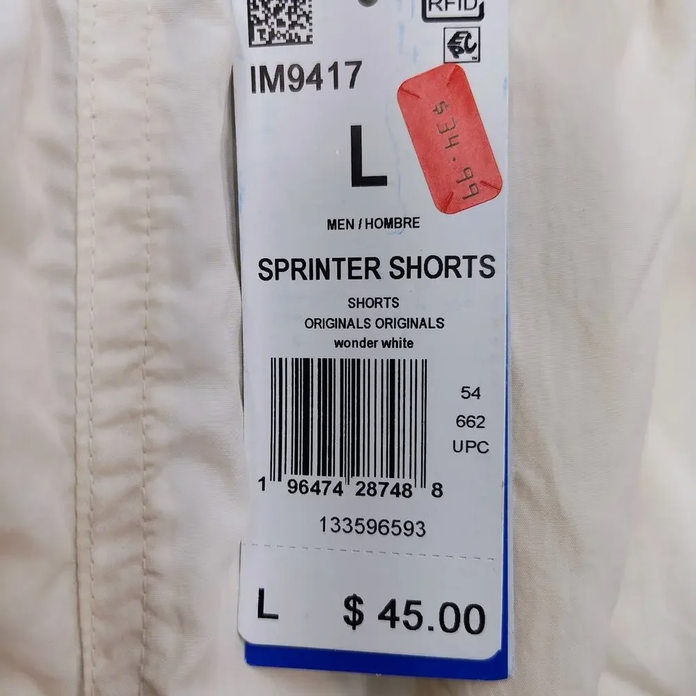 New Adidas Originals Classics Sprinter Shorts White Mens Size L Fast Shipping